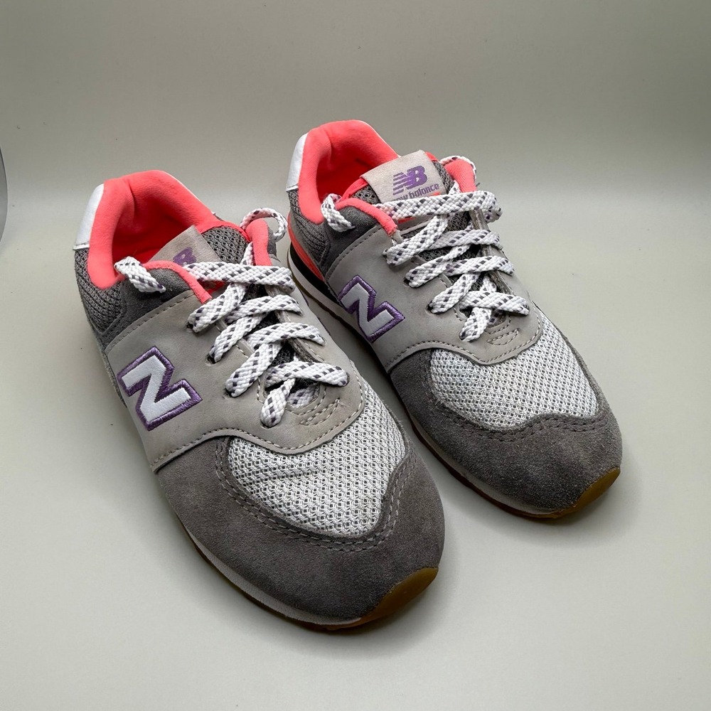 New Balance Kids IC574SOC shoes, size 9.5 US. Pink and gray